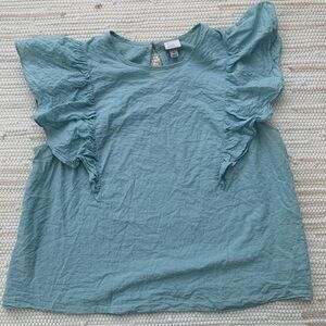 a new day Ruffled Sleeve Blouse - Soft Blue